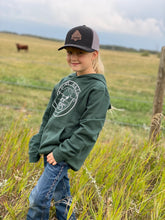 Load image into Gallery viewer, Youth 3 Sisters Hoodie in Alpine Green

